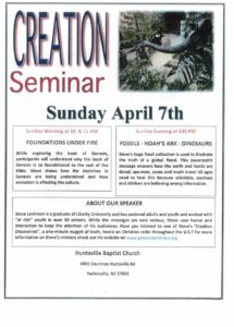 Creation Seminar @ Huntsville Baptist Church